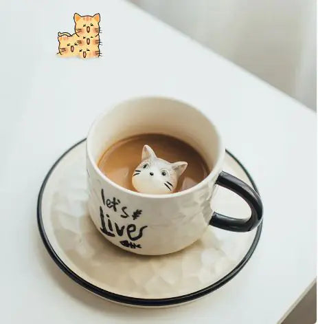 Playful Paws Ceramic Mug and Saucer Set