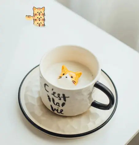 Playful Paws Ceramic Mug and Saucer Set